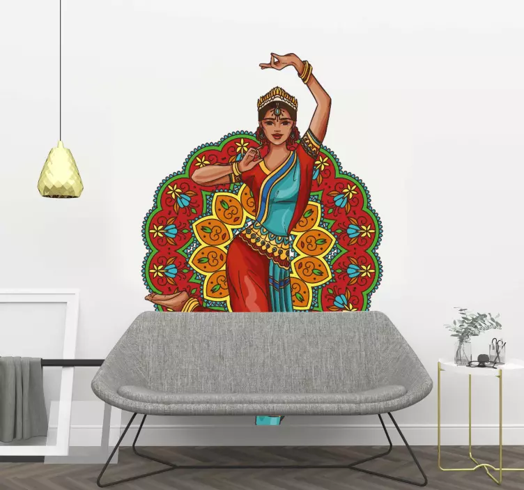 India woman dancing dance wall sticker - TenStickers