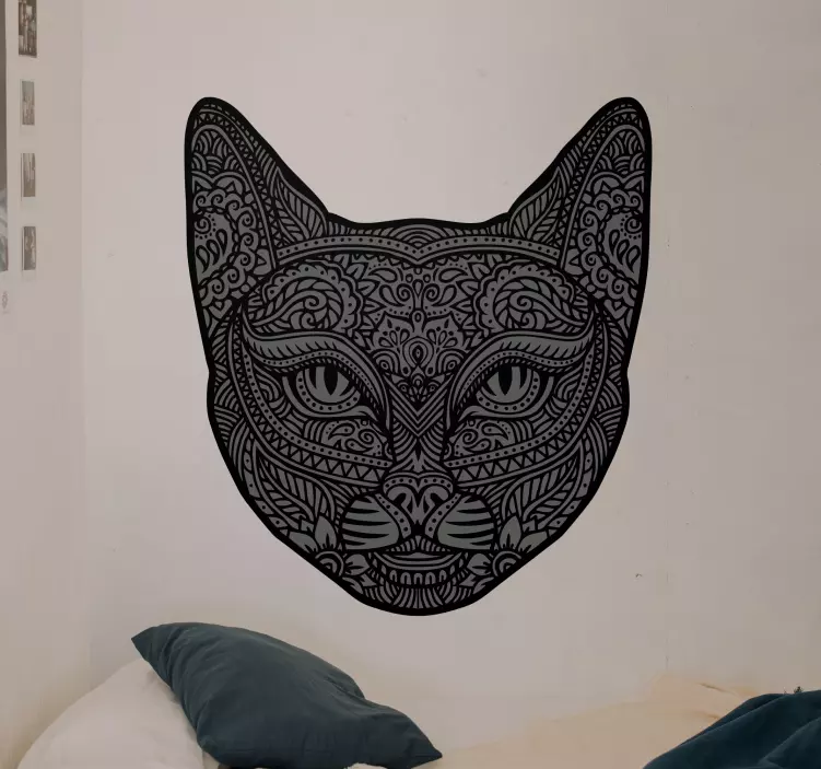 Intricate Face cat sticker - TenStickers