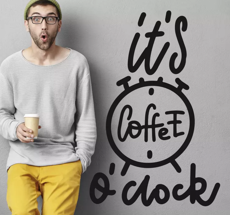 it is coffee o clock text wall sticker - TenStickers
