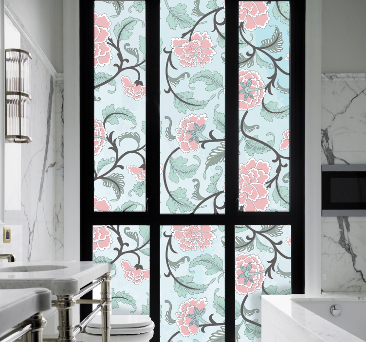 Japanese flowers window film  sticker - TenStickers