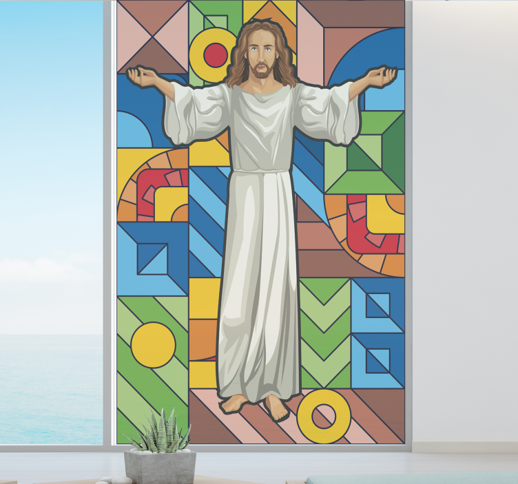 Jesus Stained glass window film window sticker - TenStickers