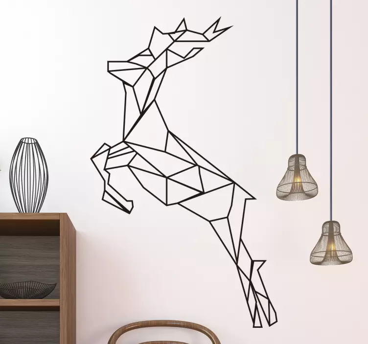 Geometric jumping deer animal wall sticker - TenStickers