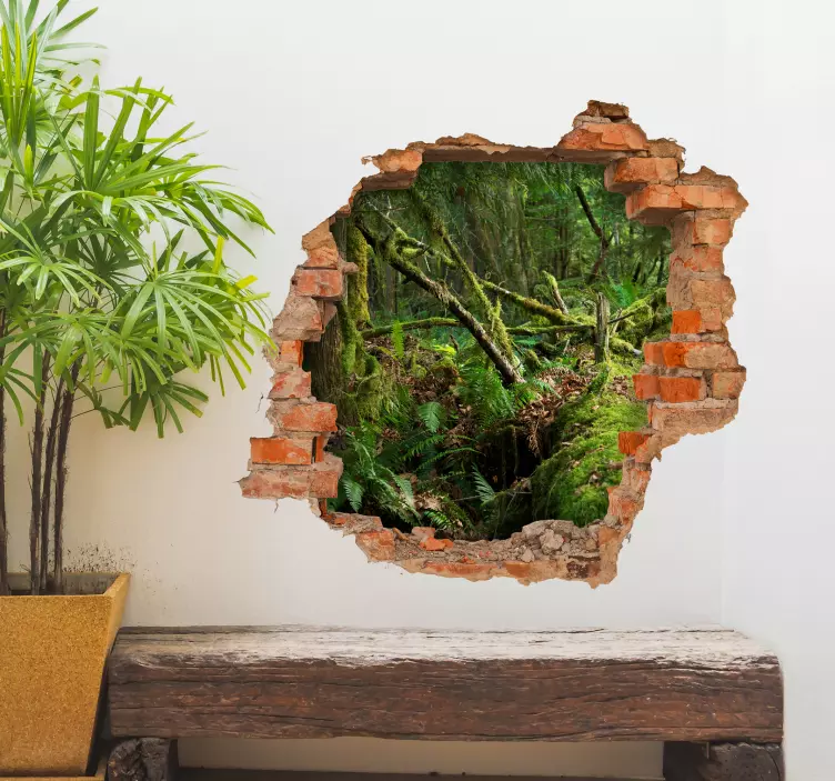 Jungle trompe l'oeil visual effects 3d wall sticker - TenStickers