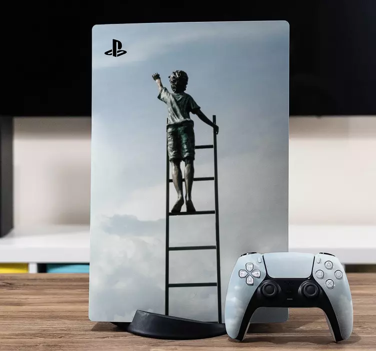 kid on a sky ladder  PS5 stickers - TenStickers