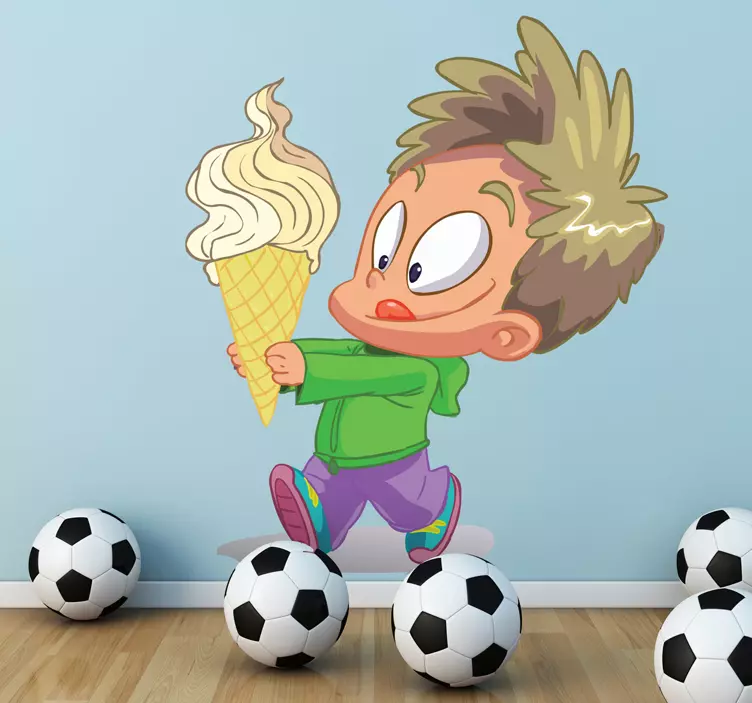 Kid with Ice Cream Sticker - TenStickers