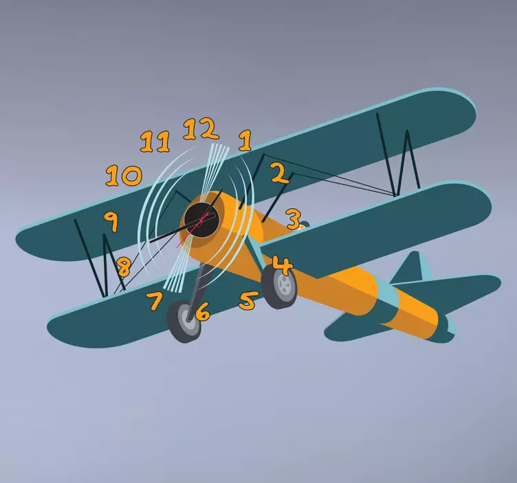 Kids Airplane Wall Clock Sticker - TenStickers
