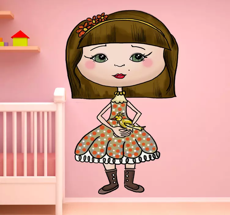 Kids Bird Girl Wall Sticker - TenStickers