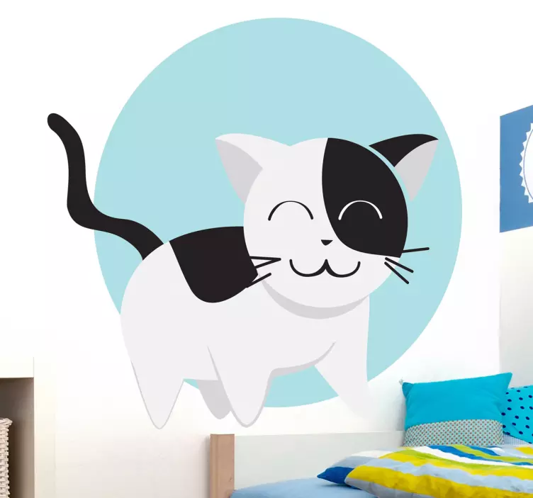 Kids Cat Circle Wall Sticker - TenStickers