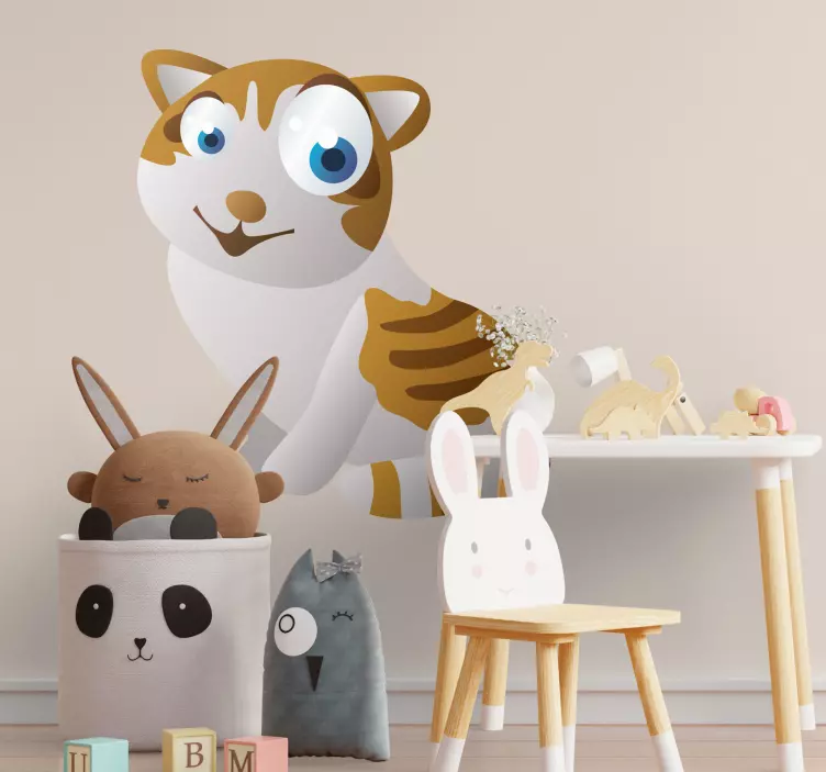 Kids Cat Wall Sticker - TenStickers