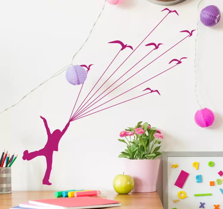Kids Flying Birds Wall Sticker - TenStickers