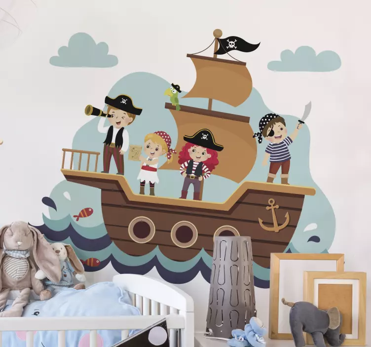 Kids pirates illustration vinyl decal - TenStickers