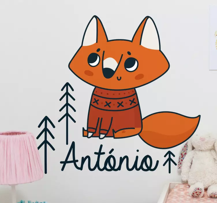 Kid's sticker charming fox figurine - TenStickers