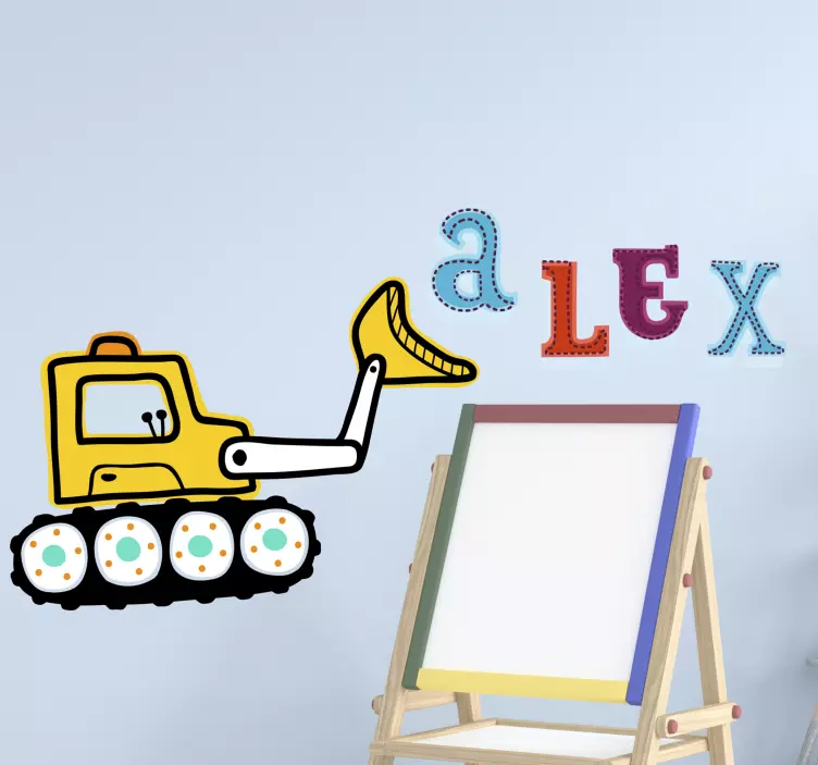 Kid's sticker excavator personalized name - TenStickers
