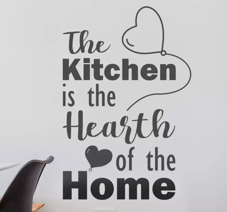kitchen is the heart of the home text sticker - TenStickers