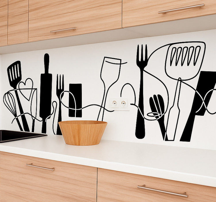 Kitchen utensils organized kitchen wall sticker - TenStickers
