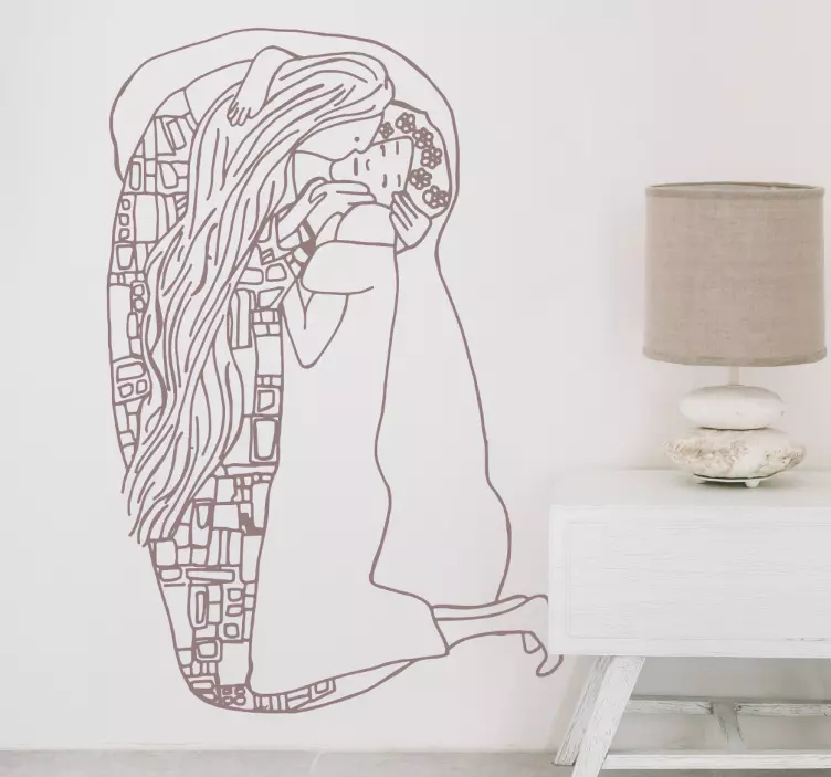 Klimt Kiss wall art sticker - TenStickers