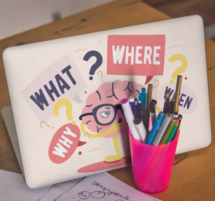 Laptop skin curious brain characters - TenStickers