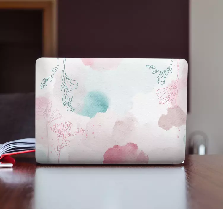 Laptop skin floral watercolor design - TenStickers