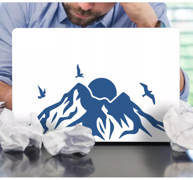 Laptop sticker mountain landscape view - TenStickers