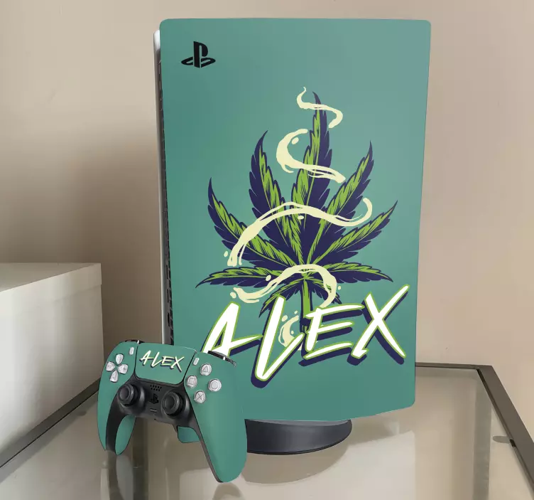 Personalised marihuana leaf PS5 skin - TenStickers