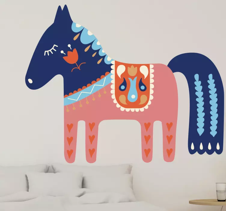 Light horse Slovak folk  floral wall sticker - TenStickers