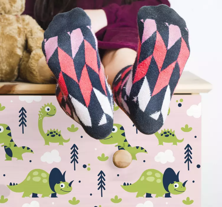 little green dinosaurs furniture sticker - TenStickers