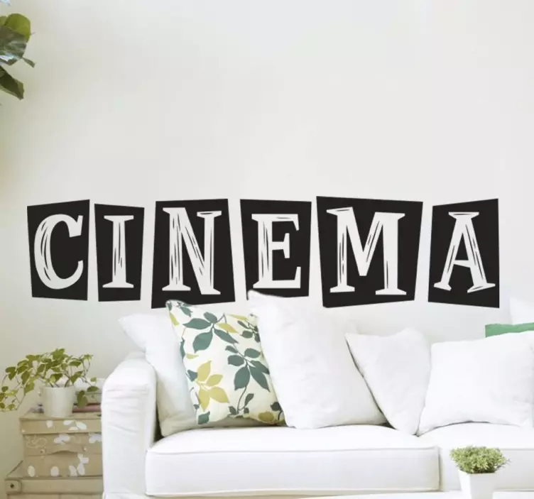 living room with text cinema cinema decal - TenStickers