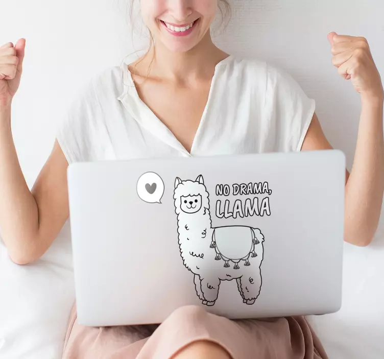 Cute Llama Laptop Sticker - TenStickers