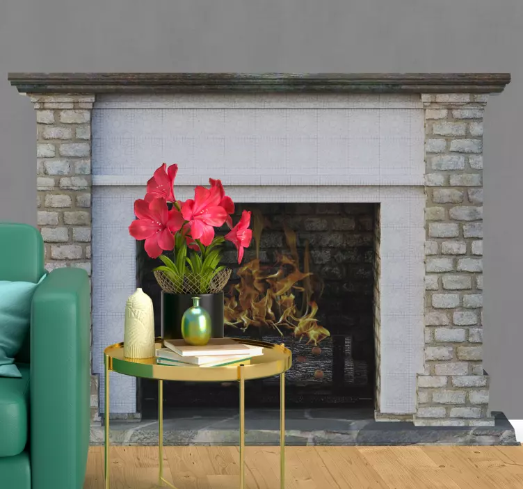 Location sticker charming fireplace design - TenStickers