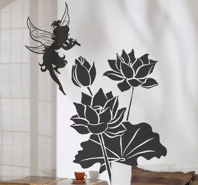 Lotus and fairy flower wall sticker - TenStickers