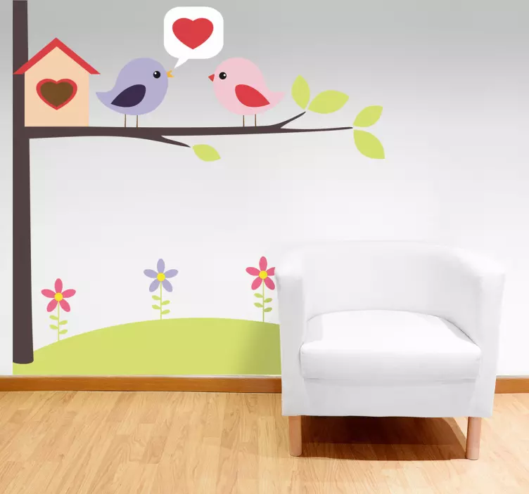 Beautiful Love Birds Wall Sticker - TenStickers