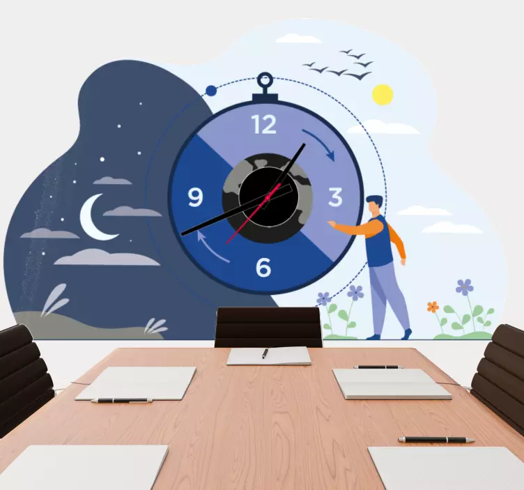 Time on a clock illustration clock sticker - TenStickers