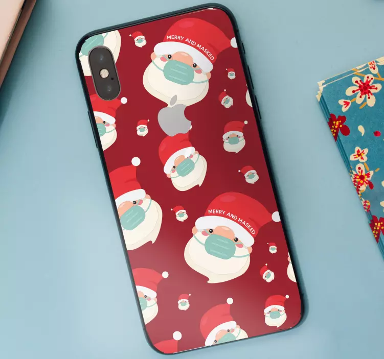 Merry Santa Faces iPhone sticker - TenStickers