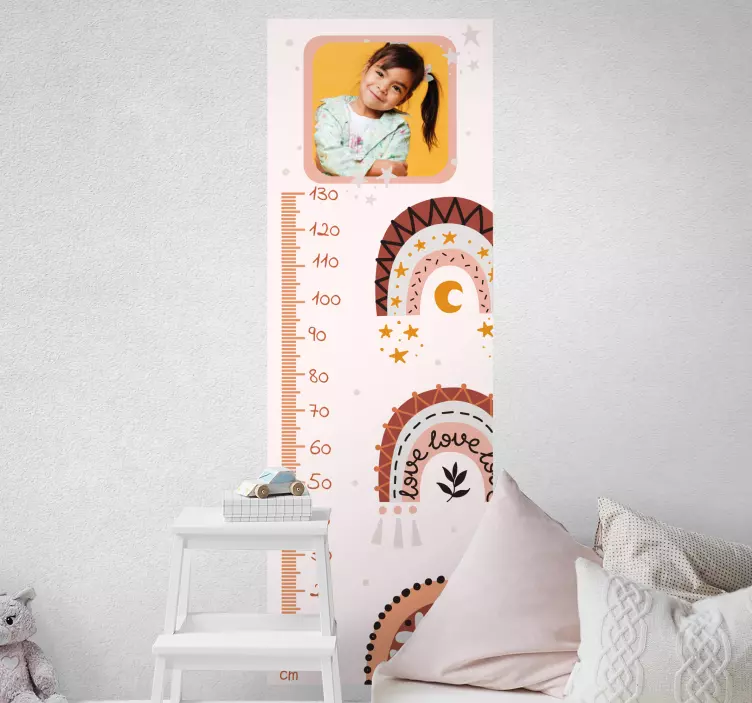 height chart with personalized photos sticker - TenStickers