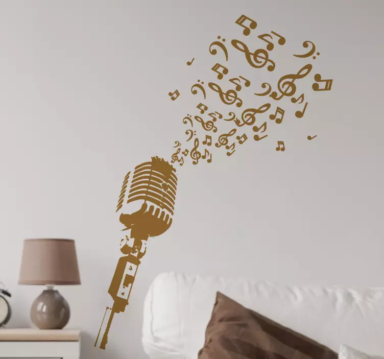 Microphone and Musical Notes Wall Decor - TenStickers