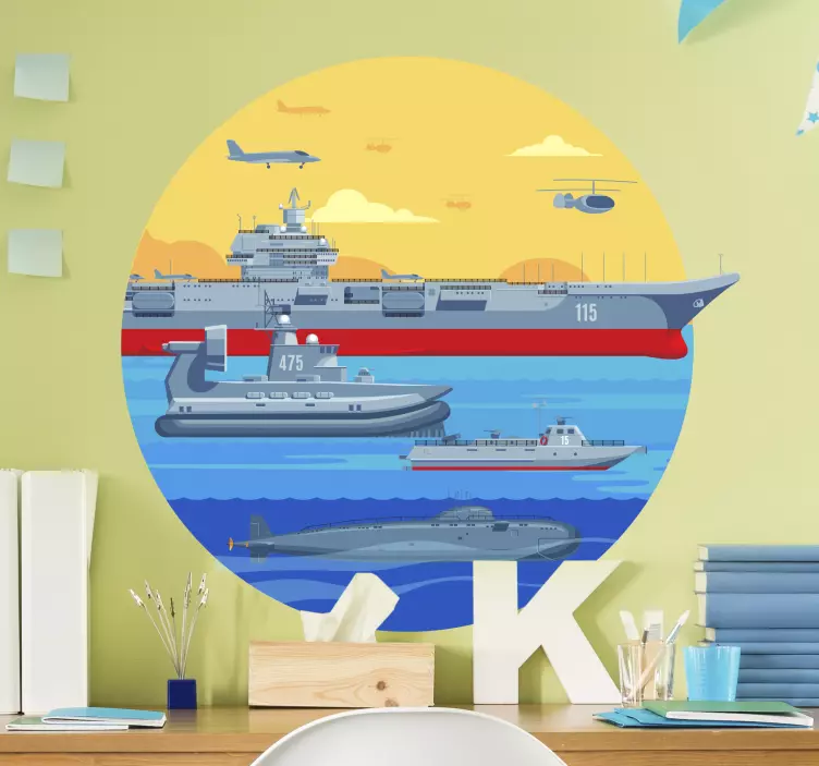 military boats template Drawing Sticker - TenStickers