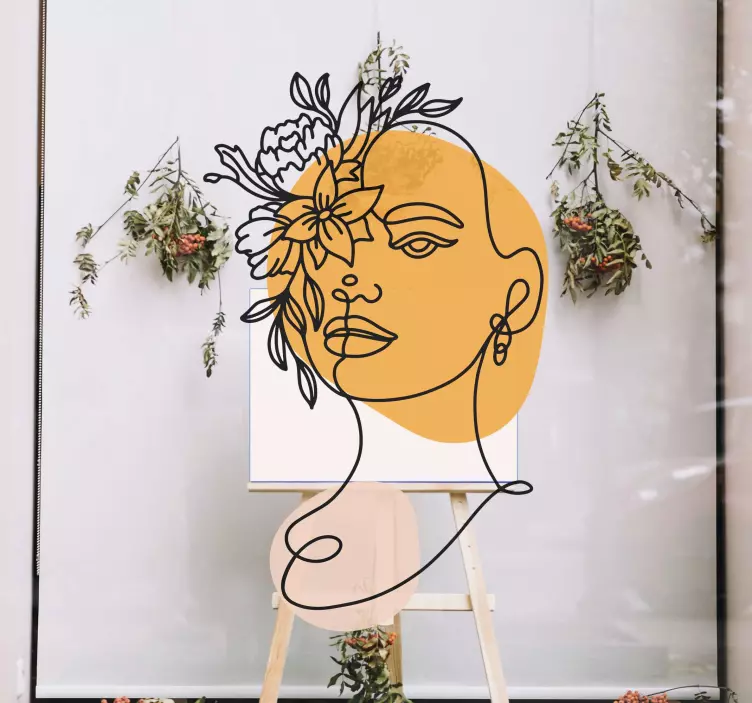 minimalistic portrait of a woman window sticker - TenStickers