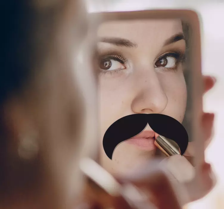 Moustache silhouette mirror sticker - TenStickers