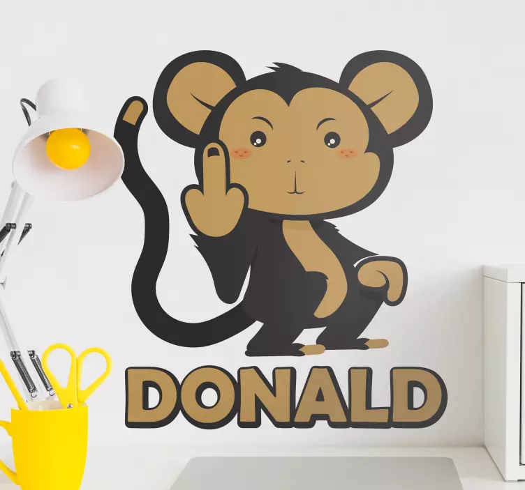 Monkey with name Personalized decal - TenStickers