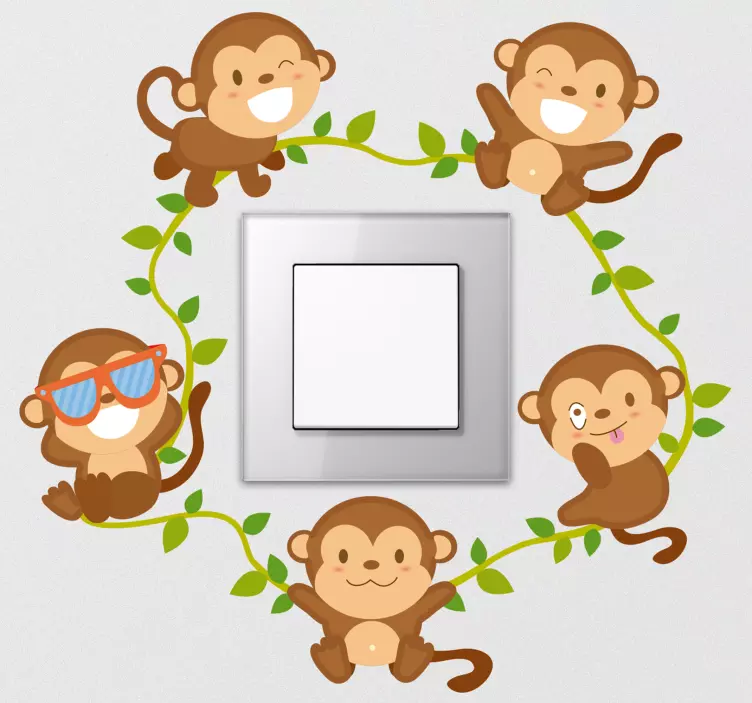 Monkeys Light Switch Sticker - TenStickers