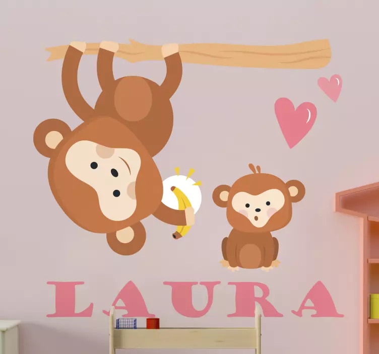 Monkeys with name Personalised Sticker - TenStickers