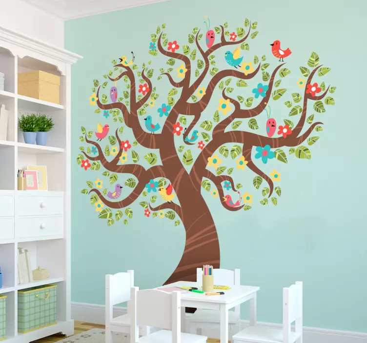 Monochrome Spring Tree Wall Sticker - TenStickers