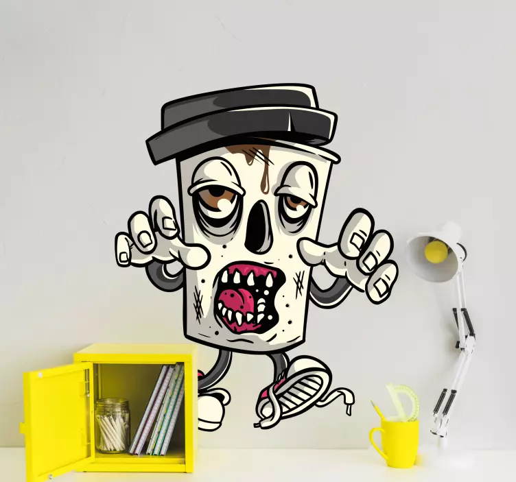 Zombie coffee cup halloween sticker - TenStickers