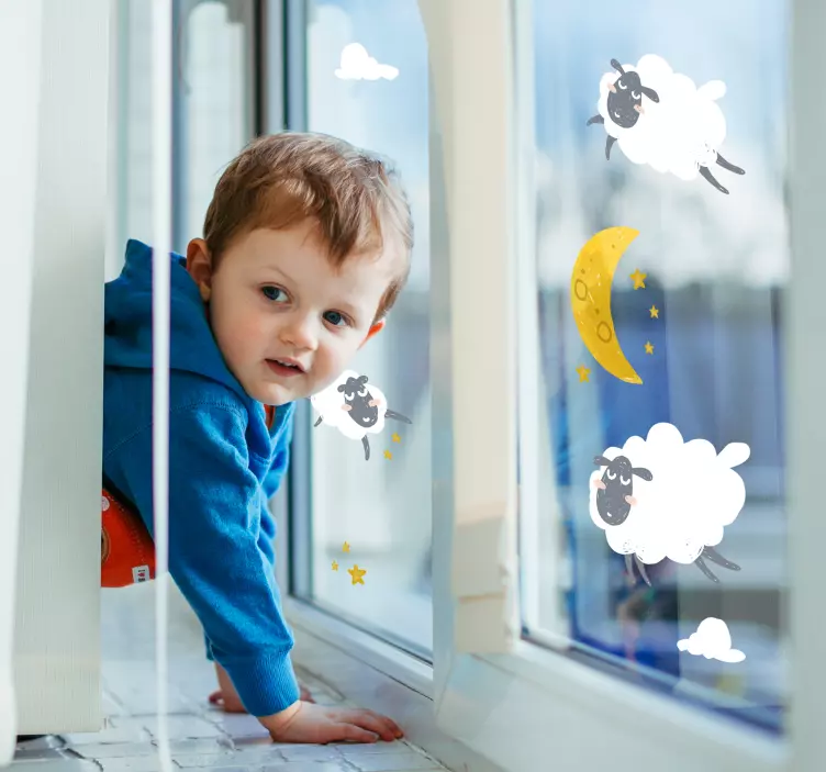 Moon and stars window sticker - TenStickers