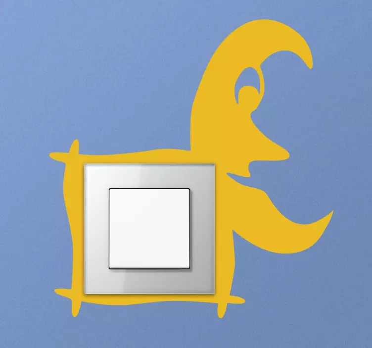 Crescent moon face light switch sticker - TenStickers