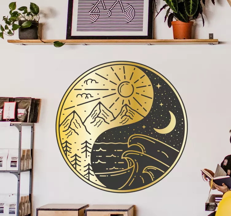 Moon Ying Yang space wall sticker - TenStickers