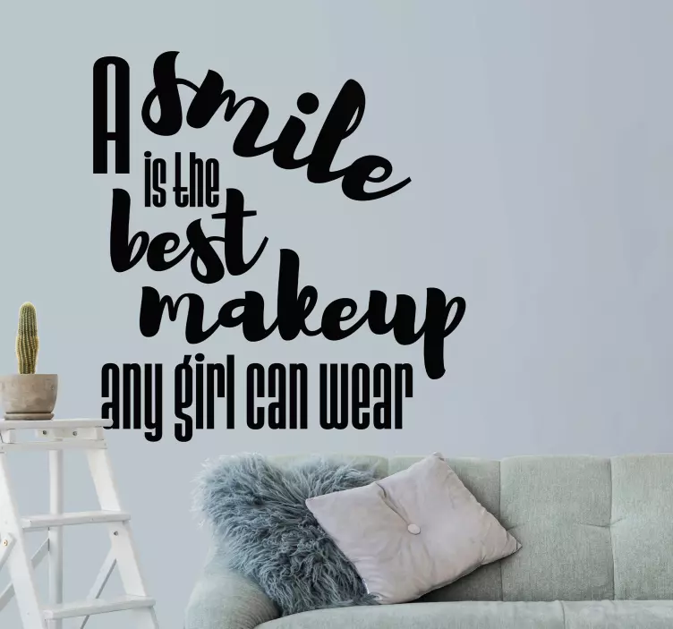 motivational girl quote smile text wall sticker - TenStickers