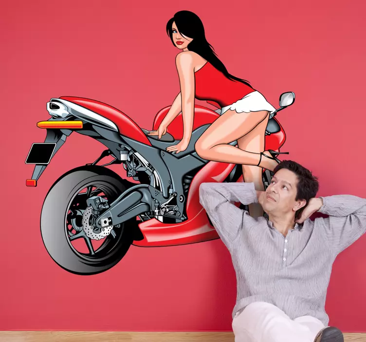 Motorbike and Model Sticker - TenStickers