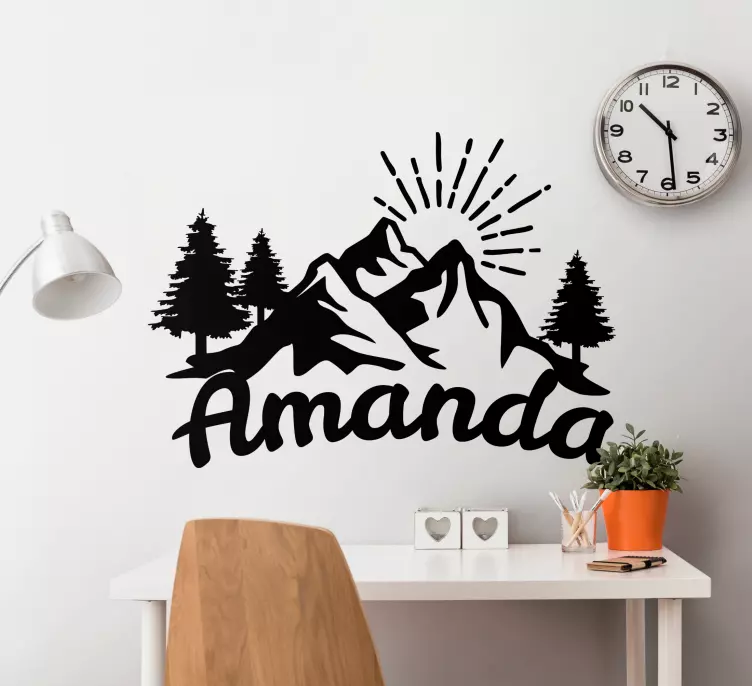Mountain silhouette with trees nature sticker - TenStickers