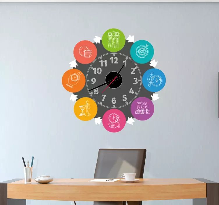 Circular timepiece clock wall sticker - TenStickers